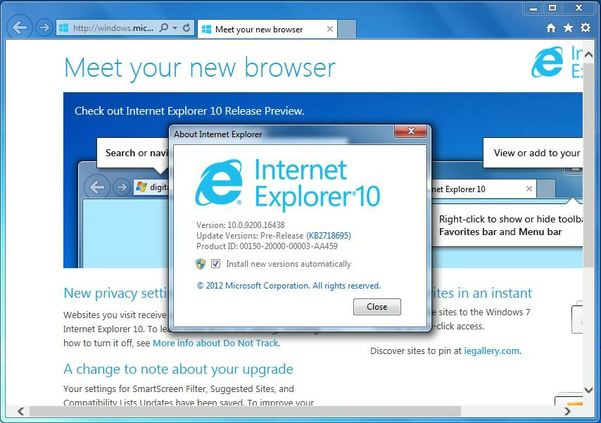 Internet Explorer 10 浏览器功能界面截图