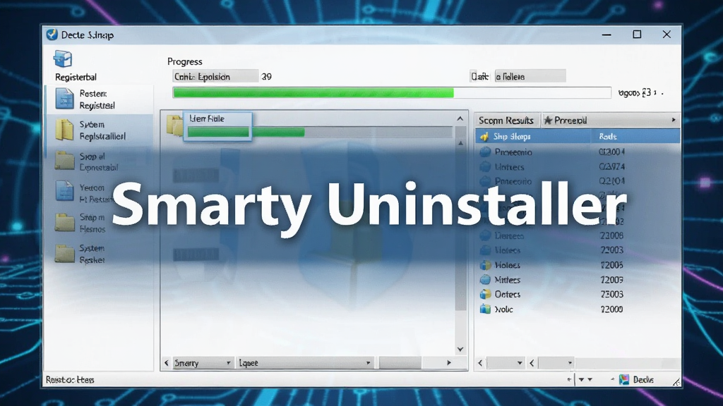 һ��չʾSmarty Uninstaller���ɨ�蹦�ܵ�ͼƬ����������ʾ��������ɨ��ϵͳע������ļ�Ŀ¼��������ֽ�������ɨ�����б�������Ϊ��ɫ�Ƽ��з�񣬻���������