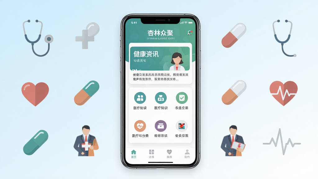 画面中央展示一部智能手机,手机屏幕上显示一款名为
