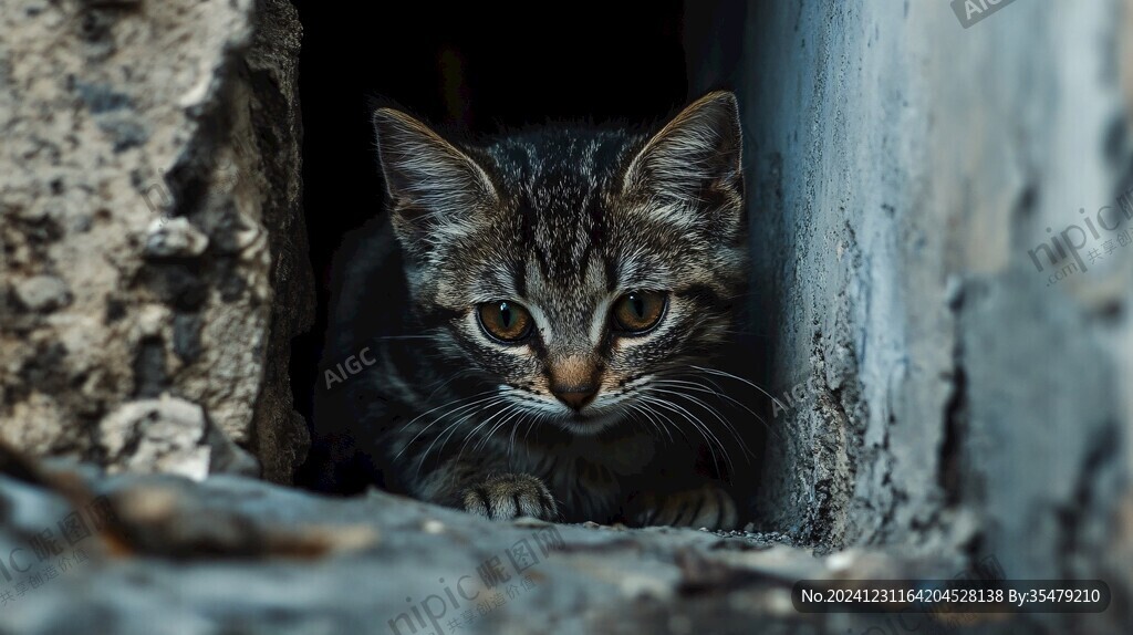 迷你小猫城市生存 小奶猫躲在隐蔽角落的配图