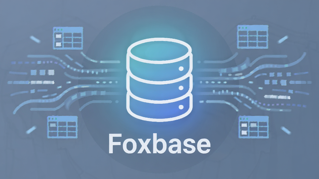 һ��AI��ͼ������������һ����������������ݿ�����ͼ�꣬ͼ���·��С�Foxbase�����ֱ�ǩ����Χ�����ſ����������������ͱ�����ţ����ֶԳƣ����Ϊ��ƽ���Ƽ��磬ϸ�ڰ�����͵Ĺ��κͼ������������ʸ��壬�ɾ����޶���Ԫ��