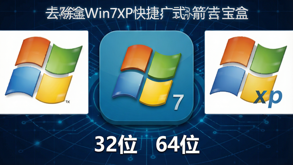 �������ơ�ȥ��Win7XP��ݷ�ʽ��ͷ���С�������ʾ��ͼ����������Ϊ����ͼ�꣬��Χ����Windows 7��Windows XP��ϵͳ��־��ͼ���·��С�32λ���͡�64λ������������Ϊ����ɫ�Ƽ������񣬷��Ϊ��ƽ���Ƽ����ϸ�ڰ���ͼ������С�ϵͳ��־��������������ϸ�壬����Ϊ����2K���ɾ��޶���Ԫ��