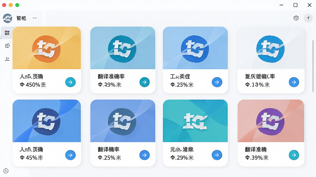 文衔翻译管家多引擎智能翻译功能展示图,主体为软件界面中多个翻译引擎图标排列,布局为横向卡片式布局,排版清晰有序,风格为扁平化科技风,细节包含不同颜色的引擎标识、翻译准确率百分比数字、切换箭头图标,画质高清,干净,无多余元素