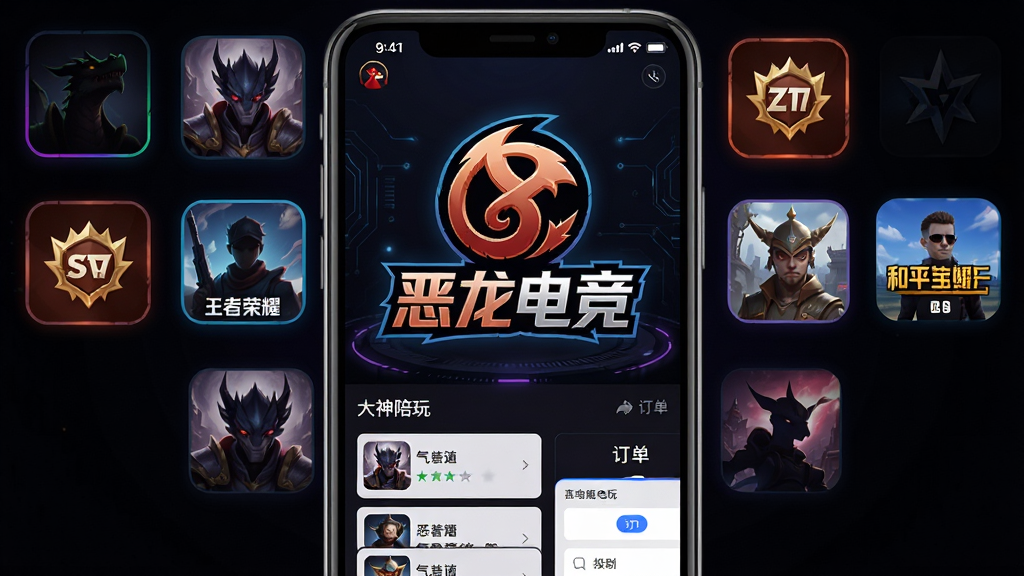 �����羺APP������չʾ�����������Ƕ����羺��Logo�����ƣ���Χ����Ӣ�����ˡ�������ҫ����ƽ��Ӣ��������Ϸͼ�꣬�·�չʾ���������б��Ͷ������棬���岼��Ϊ�ֻ���Ļ����չʾ�����Ϊ��ɫ�羺�Ƽ��磬ϸ�ڰ����޺��Ч����Ϸ��ɫ��Ӱ����λ���£����ʸ��壬�ɾ����޶���Ԫ��