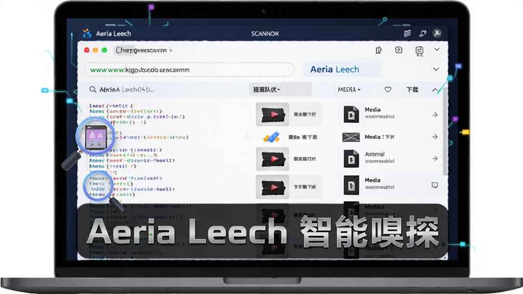 AI����ͼƬ������Ϊһ̨�ʼǱ�������Ļ��ʾAeria Leech��������ɨ����ҳ��Դ������Ϊ��Ļ����չʾ��Դ�б����Ű����Ϊ��ַ���Ҳ�Ϊ���ض��У����Ϊ�Ƽ������ֲ廭��ϸ�ڰ�����ҳ���������Ŵ�ͼ�ꡢý���ļ�����ͼ�����ʸ��壬�ɾ��޶���Ԫ�أ������д�����