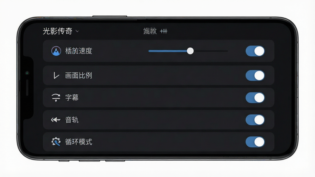 一张展示手机视频播放器设置界面的图片,界面中显示