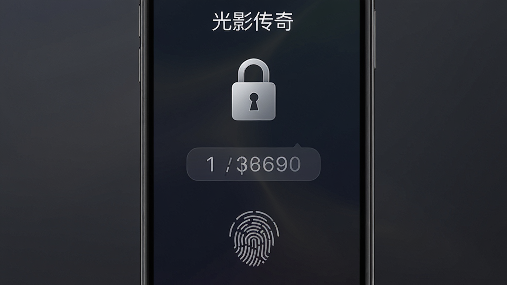 一张展示手机安全锁界面的图片,屏幕中央显示