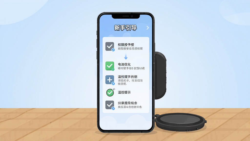 一部手机放置在木质桌面上,屏幕显示游戏画质神器的