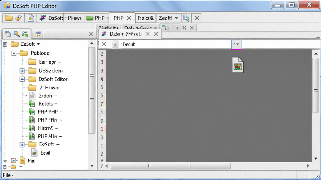 DzSoft PHP Editor软件界面截图,主体为文件管理面板与多标签编辑区,布局为左侧树状目录、顶部多个文件标签页,排版整齐,风格为桌面软件界面风格,细节包括文件夹图标、PHP文件图标、标签页关闭按钮,画质清晰,画面干净,无多余元素