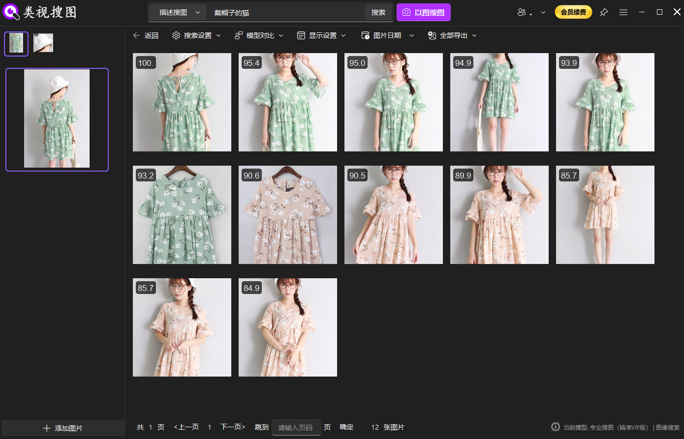 图图搜衣 用图片一键找到同款衣服 操作界面截图