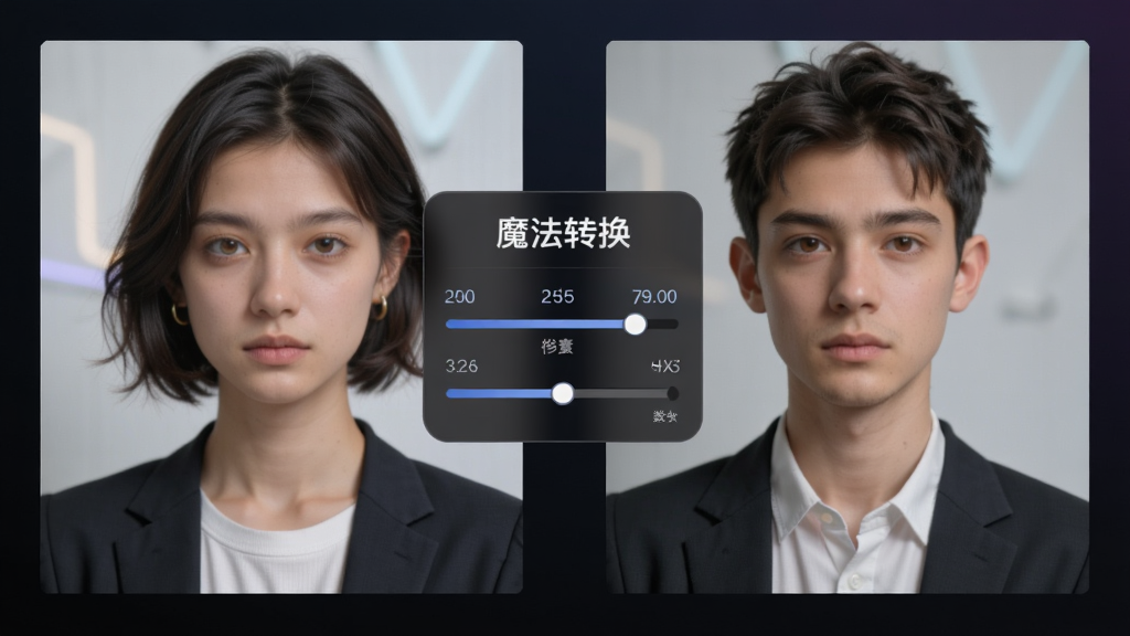 画面左侧展示一张高清图片,右侧展示转换后的图片对比效果,中间有