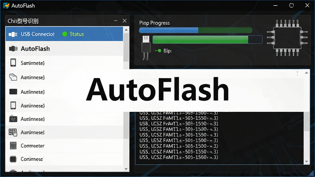 AutoFlash软件主界面截图,画面中央展示软件名称