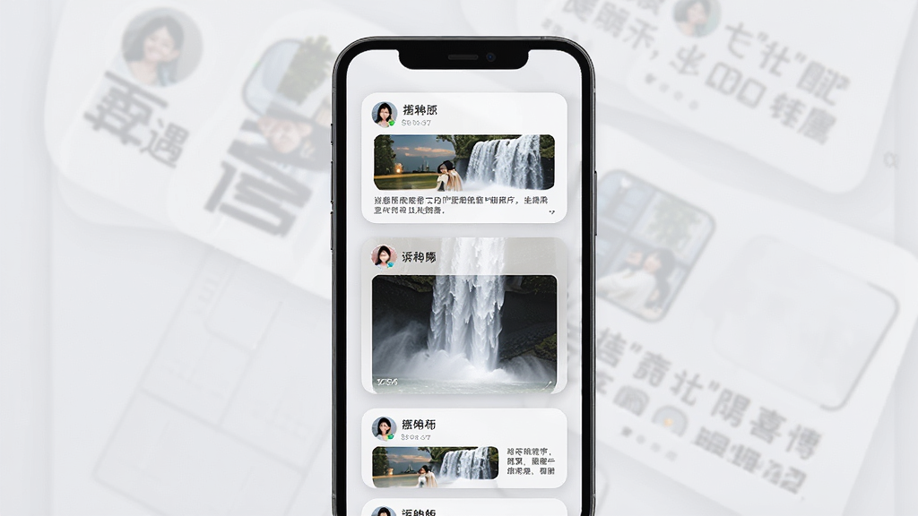 һ�ű��֡�ϲ������̬�㳡��AI��ͼ����������Ϊ�ֻ���Ļ��ʾ�ٲ�����̬��Ƭ��ÿ�ſ�Ƭ�����û�ͷ���ǳơ�һ����ͼ�ͼ�����֣���Ƭ֮�����ʵ���ࡣ����Ϊ�ֻ��������У�����Ϊǳ��ɫ�����Ϊ�ִ��罻Ӧ�ó�������Ϣ����ʽ��ϸ���Ͽ�ƬԲ�ǡ���Ӱ��ͣ����ʸ��壬�ɾ����ࡣ