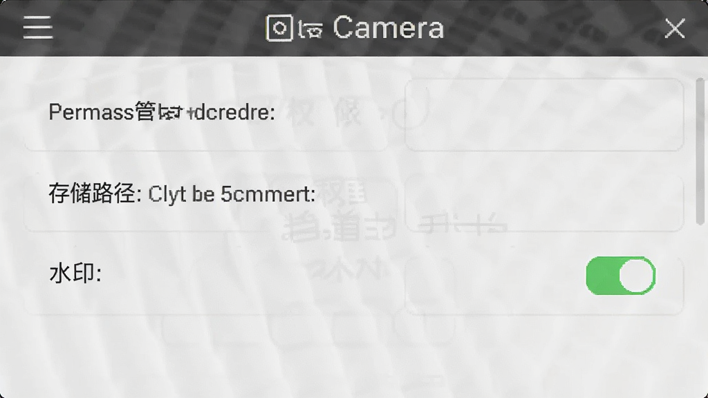 Evidence Camera���ý����ͼ����������ʾȨ�޹������洢·����ˮӡ���ص�ѡ��������࣬�����������޶���Ԫ��