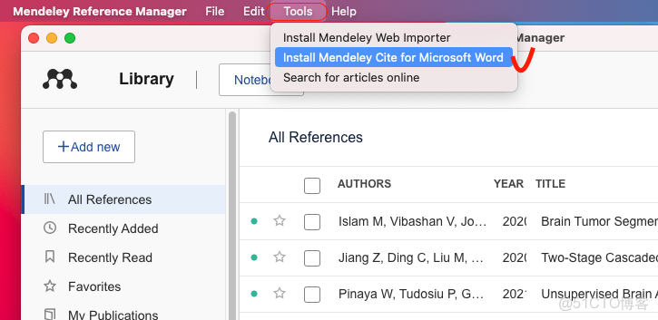 Mendeley门德勒自动生成参考文献操作截图