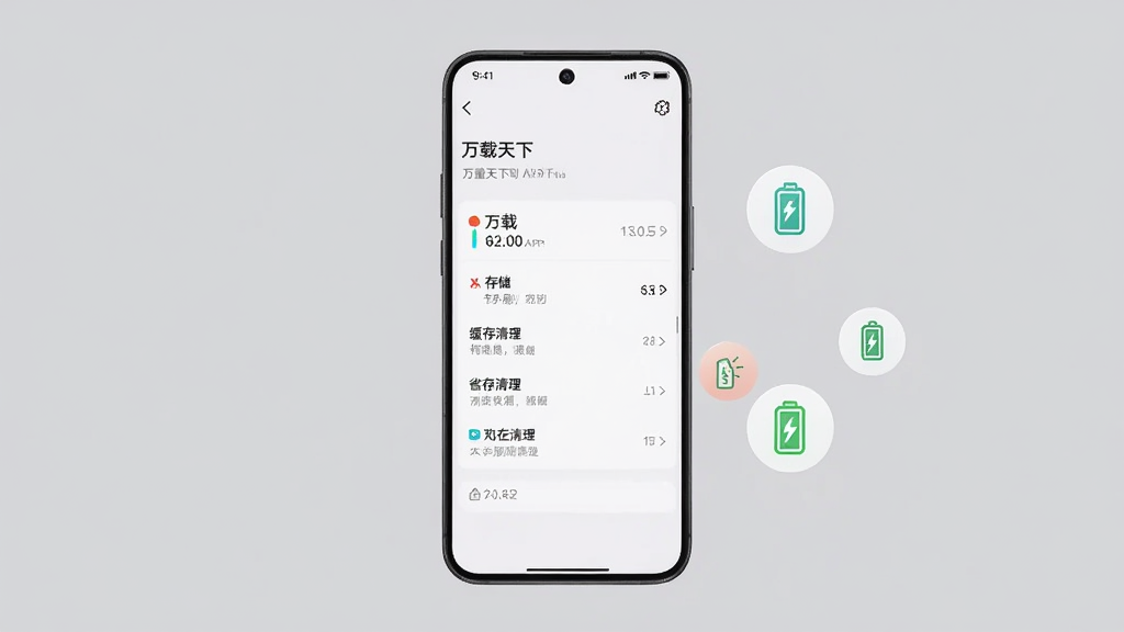 一部手机放置在纯色浅灰背景前,屏幕显示APP设置页面,页面上有