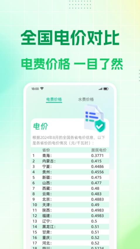 免费计算水电缴费 安卓版 功能展示