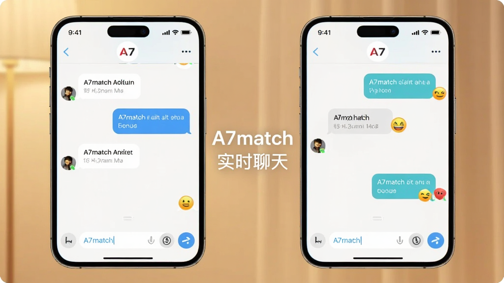 AI��ͼ������չʾ�����ֻ���Ļ��Է��ã���Ļ����ʾA7match������棬�жԻ����ݺͱ�����š�����Ϊ��͵�ůɫ�������ֶԳƣ����Ϊ�ִ�UIչʾͼ��ϸ�ڰ����������ݡ�����򡢷��Ͱ�ť�����ʸɾ����޶���Ԫ�أ�ͼƬ�д����֡�A7match ʵʱ���족��