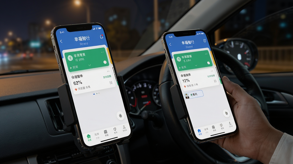����Ϊһ��˾���ڳ���ʹ���Ҹ����ж�APP�ӵ��ĳ���������Ϊ�ֻ���Ļ��д�복��֧�ܣ��Ű�Ϊб���ӽǣ����Ϊдʵ����磬ϸ�ڰ����ֻ����涩����Ƭ�������̡�ҹ�����������ʸ��壬����ɾ����޶���Ԫ��