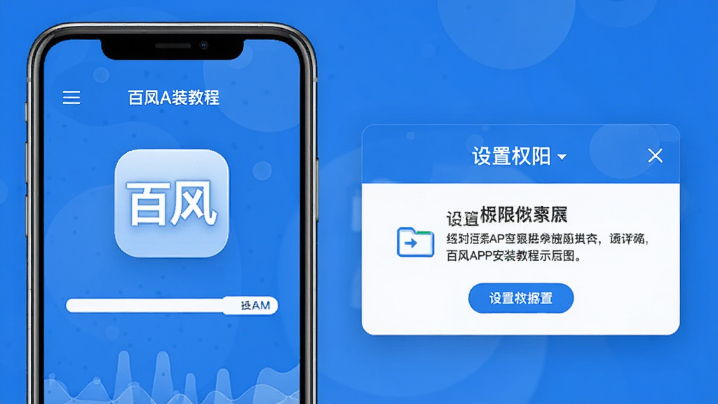 百风APP安装教程示意图,画面展示手机屏幕上安装进度条和
