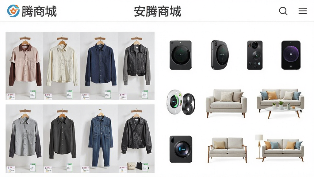 一张展示多品类商品陈列的电商页面截图,画面中有