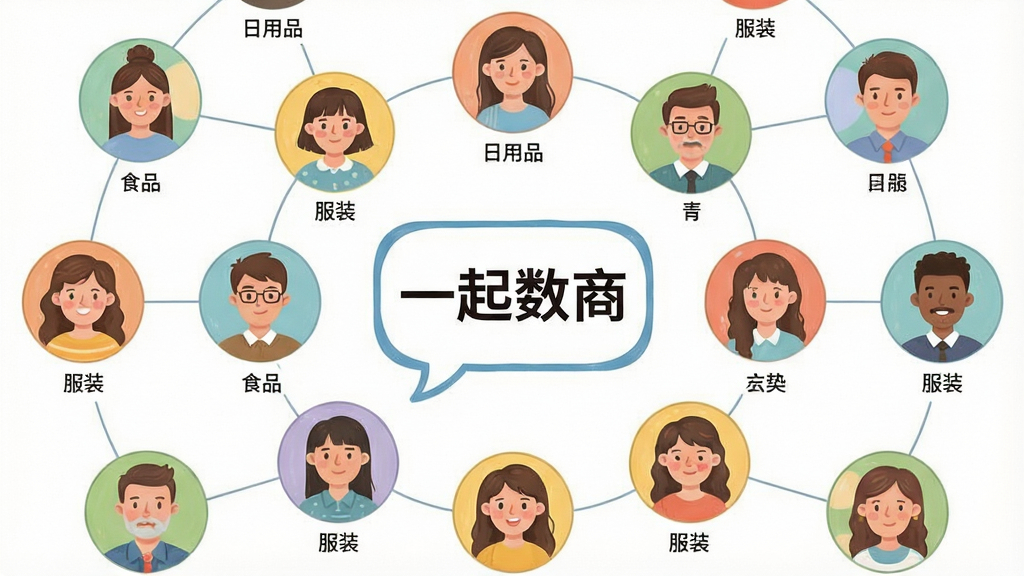 һ���罻Ȧ�Ӹ���ͼ�����������Ƕ��Բ��ͷ��Χ��һȦ��ͷ��֮����ϸ�����ӣ�Ȧ������һ���Ի����ݣ�������д�š�һ�����̡���ͷ���·���СС����ҵ��ǩ���硰ʳƷ��������Ʒ������װ���ȡ�����Ϊ�������У����Ϊ�����罻�廭�磬ϸ����ͷ����ʽ������������͡�ɫ�����죬���ʸ��壬�ɾ����޶���Ԫ�ء�