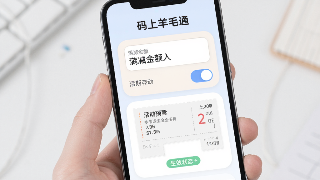 手机界面展示优惠活动设置页面,顶部有