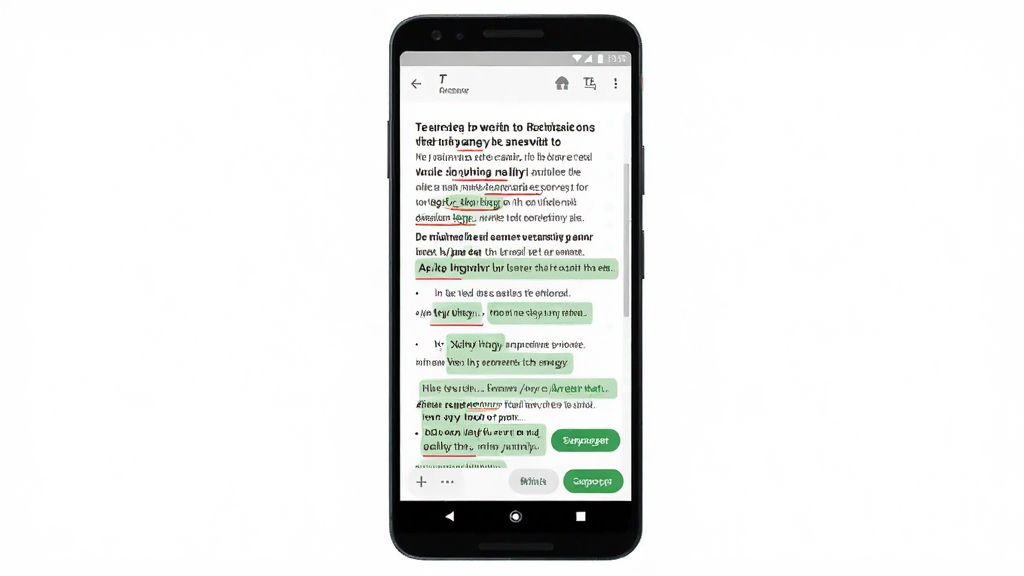 Regrammar ����������չʾ������Ϊһ����׿�ֻ���Ļ����Ļ����ʾӢ��д���༭�����﷨������ǣ����־��У��Ű��࣬���Ϊ�ִ��Ƽ��У�ϸ�ڰ�����ɫ�»��ߴ�����ʾ����ɫ�������鰴ť�������������ɾ����޶���Ԫ��
