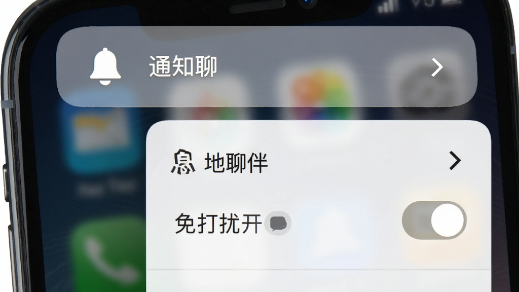 本地聊伴 通知栏 消息提醒 免打扰开关 铃铛图标 手机顶部下拉菜单 高清 干净 无多余元素
