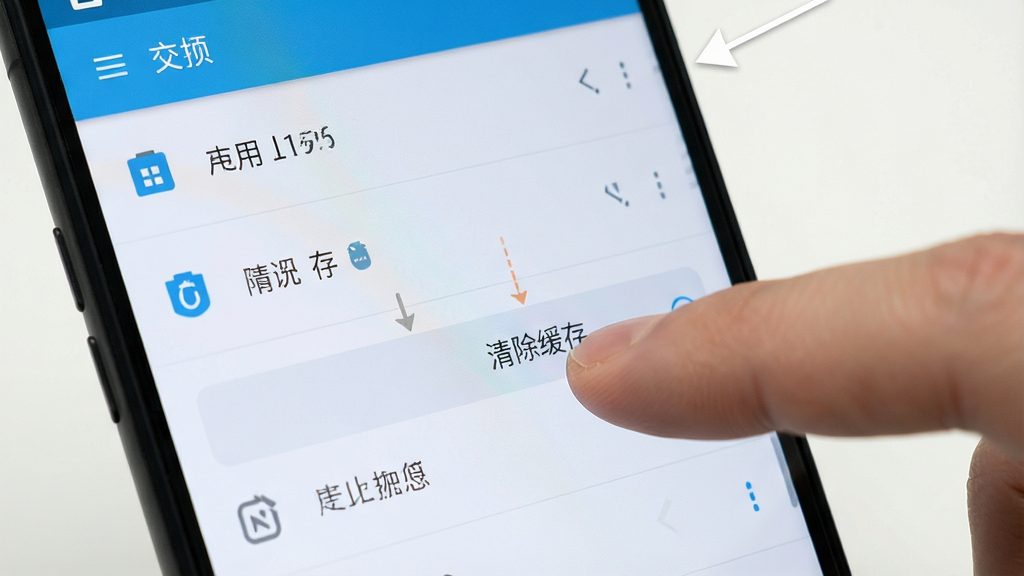 手机屏幕显示应用管理界面,手指点击