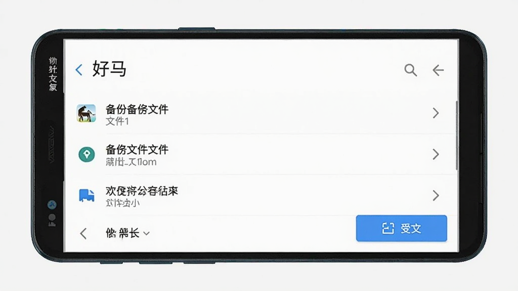 一部安卓手机展示“好马”应用设置中的备份与恢复页面,界面显示备份文件列表和导出按钮,背景为纯色,布局清晰,画质干净,无多余元素