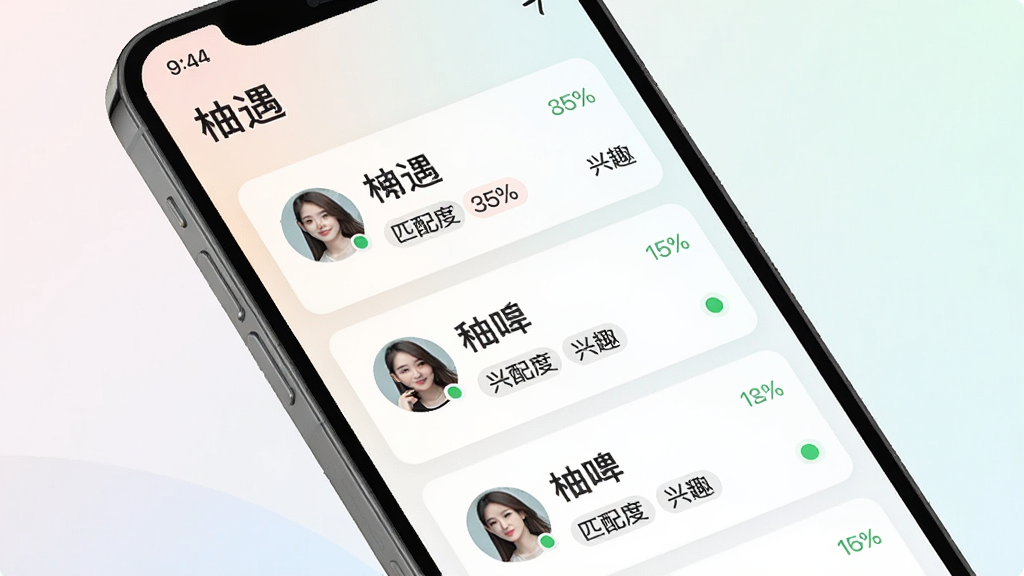 һ���罻��������ƥ�书�ܵĽ���չʾͼ�������������ֻ���Ļ����ʾ