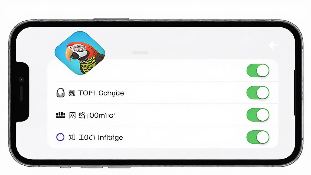 主体为鹦鹉智学APP安装设置界面,布局为手机屏幕显示权限管理页面,排版为顶部有应用图标、中间为权限开关列表,风格为扁平化系统设置风,细节包括存储、网络、通知等权限项清晰可见,画质高清干净无多余元素