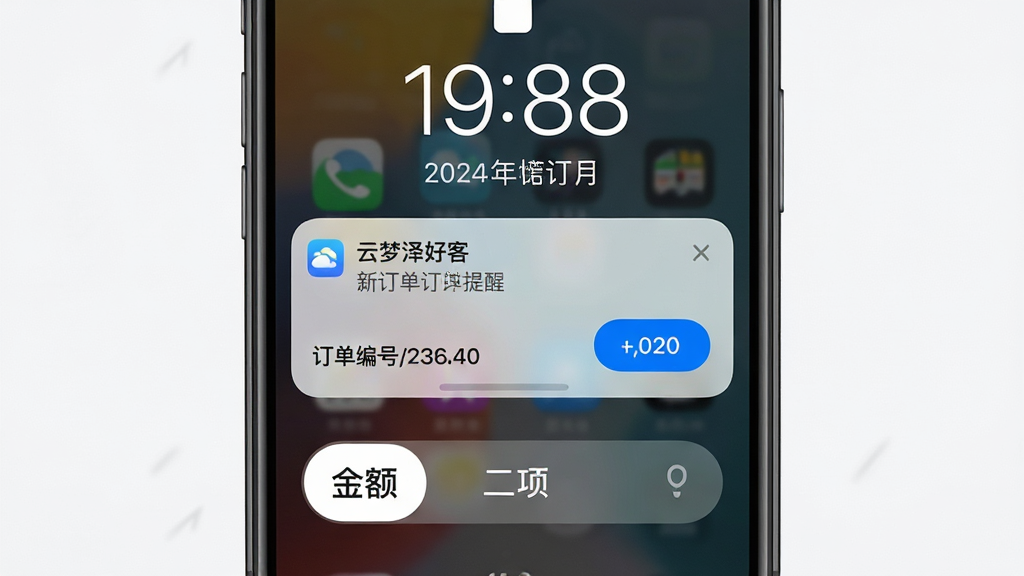 ����Ϊ�ֻ�����֪ͨ���棬��Ļ������ʾ��������ÿ͡��¶������ѿ�Ƭ������Ϊ�Ϸ�ʱ�������ڣ��в�֪ͨ������·�Ϊ������ʾ���Ű��࣬���Ϊ�ִ��ֻ�ϵͳ�磬ϸ�ڰ���Ӧ��ͼ�ꡢ������š�������֡���ɫ������ť�����ʸ��壬�ɾ����޶���Ԫ��
