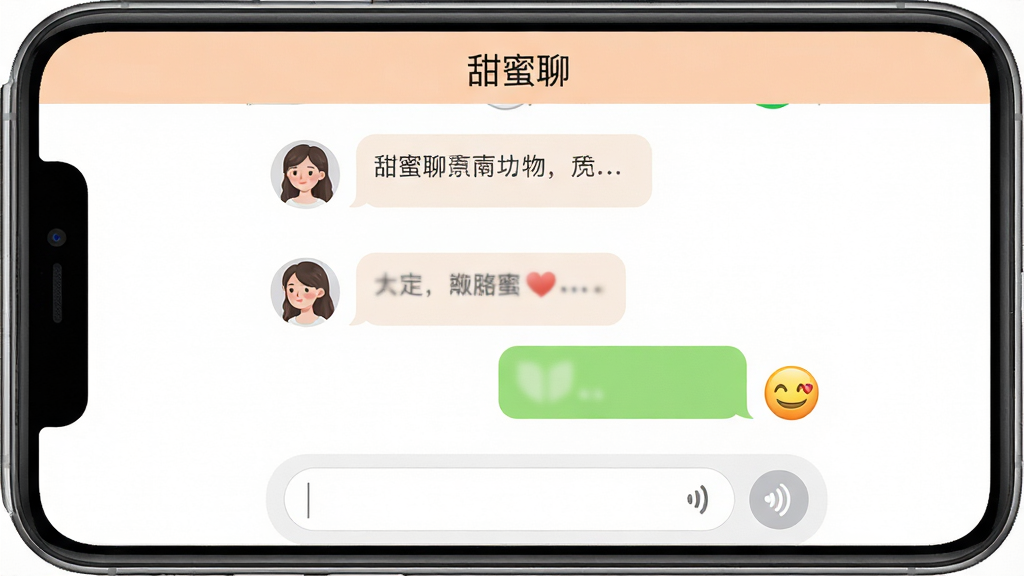 甜蜜聊 手机聊天界面 布局居中 上方显示软件名称
