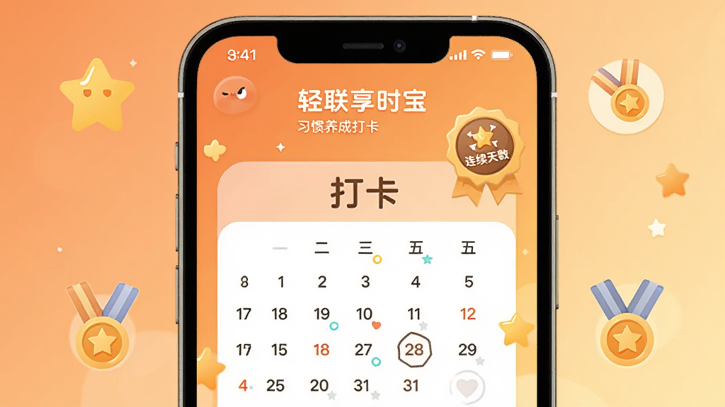 ������ʱ��ϰ�����ɴ򿨽��棬�ֻ���Ļ��ʾ�������������������£���Χ�����Ǻͽ���ͼ�꣬����Ϊů��ɫ��ǳ��ɫ�Ľ��䣬��ܰ���õı�ƽ����Ʒ�񣬻�������������ɾ����޶���Ԫ��