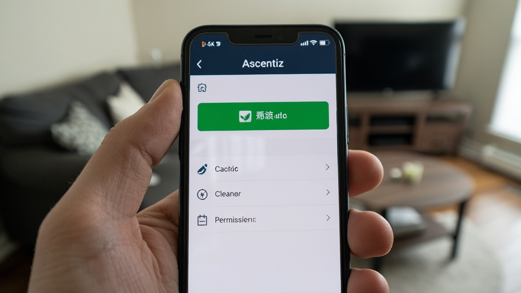 �ֻ���Ļ��ʾ Ascentiz ������ҳ�棬�����̼����°�ť����������ѡ���Ȩ�޹�����ڣ��ֻ���һֻ����ס������Ϊ�Ӽҿ�����ģ��Ӱ�񣬲��ֲ��õ�һ�˳��ӽǣ��Ű�ͻ�������б������Ϊ��ʵ������Ӱ��ϸ�ڰ�����ָ��������Ļ�˵�ͼ�����Ȼ���ߣ����� 4K ���壬�ɾ����޶���Ԫ��