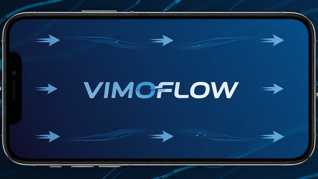 VIMOFLOW���������棬�ֻ���Ļ������ʾ��VIMOFLOW�����ֱ�ʶ������Ϊ����ɫ���䣬������ɾ������������������ٶȸ�ͼ�꣬���־��жԳƣ�����ִ��Ƽ��У�ϸ����������������1080P���ɾ��޶���Ԫ��