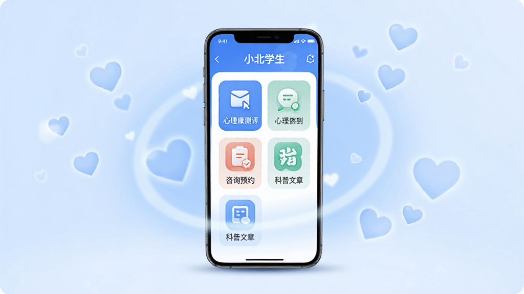 画面中央展示一部智能手机,手机屏幕上显示