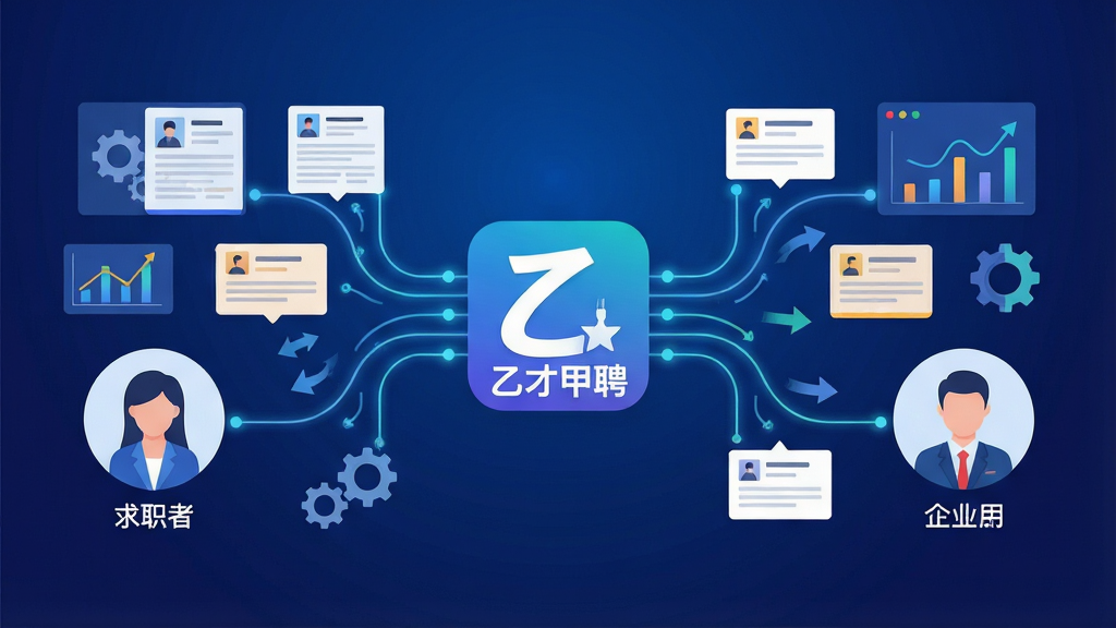 һ��չ���Ҳż�Ƹ����ƥ�书�ܵĿƼ����廭�������������Ҳż�ƸAPP��ͼ�꣬����ֱ������ְ�ߺ���ҵ�û���ͨ����������������ݽڵ��໥���ӣ������������ż�����ְλ��Ƭ��Ԫ�أ�����Ϊ����ɫ���䣬ͻ���Ƽ�����רҵ�ԣ����ֶԳƣ����Ϊ�ִ���ƽ�廭��ϸ�ڰ�������ͼ�������ֺ�ƥ���ͷ�����ʸ��壬�ɾ����޶���Ԫ�ء�