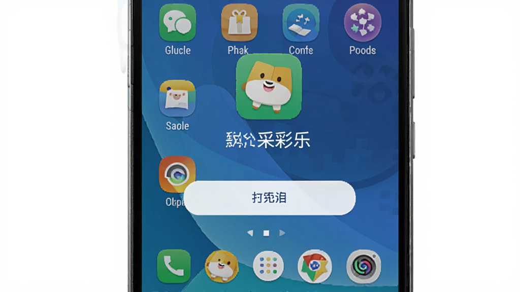 采彩乐安卓版在手机上的安装完成界面示意图,画面为手机竖屏,屏幕显示应用安装完成后的打开按钮,背景为系统桌面,图标清晰可见,整体风格简洁真实,画质干净,适合教程配图