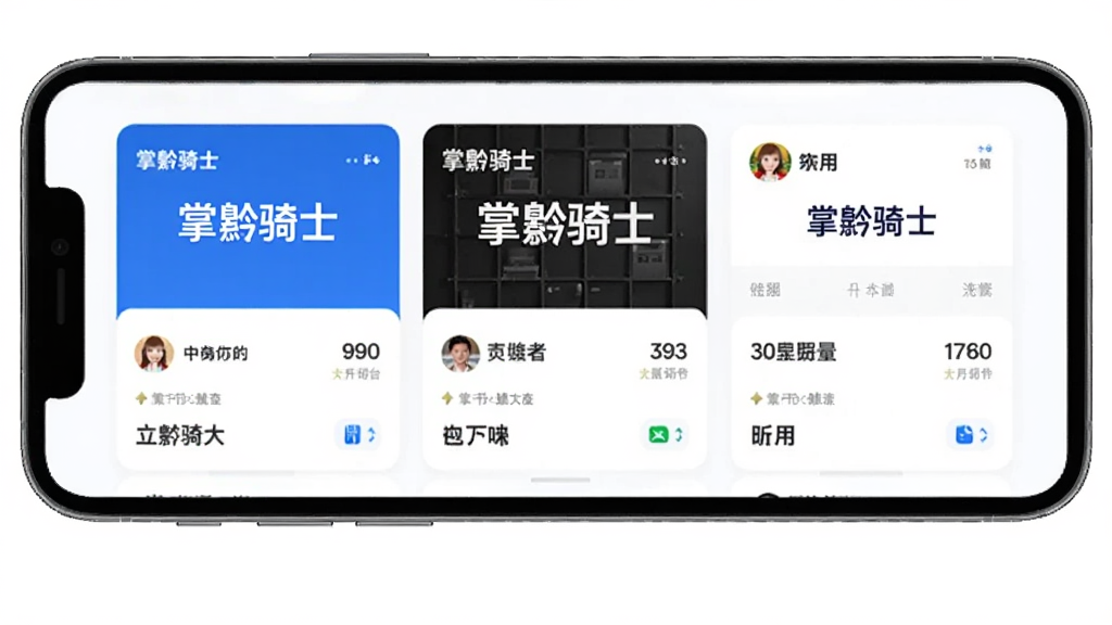 掌黔骑士应用的多平台订单聚合界面截图,画面主体为手机屏幕,屏幕内展示三个不同平台的订单卡片并列排列,每张卡片上有掌黔骑士的文字标识,布局整齐,风格简洁现代,蓝白配色,画质清晰干净,无多余元素