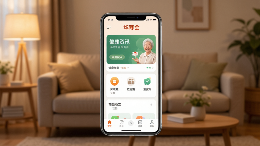 ���ٻ�APP������չʾͼ������������һ�������ֻ�����Ļ����ʾ���ٻ�Ӧ����ҳ������������Ѷ��Ƭ������ͼ��͵ײ�������������Ϊ��ܰ�ļ�ͥ����������ůɫ�����ߣ����дʵ��࣬ϸ�����������ʸ��壬�ɾ��޶���Ԫ��