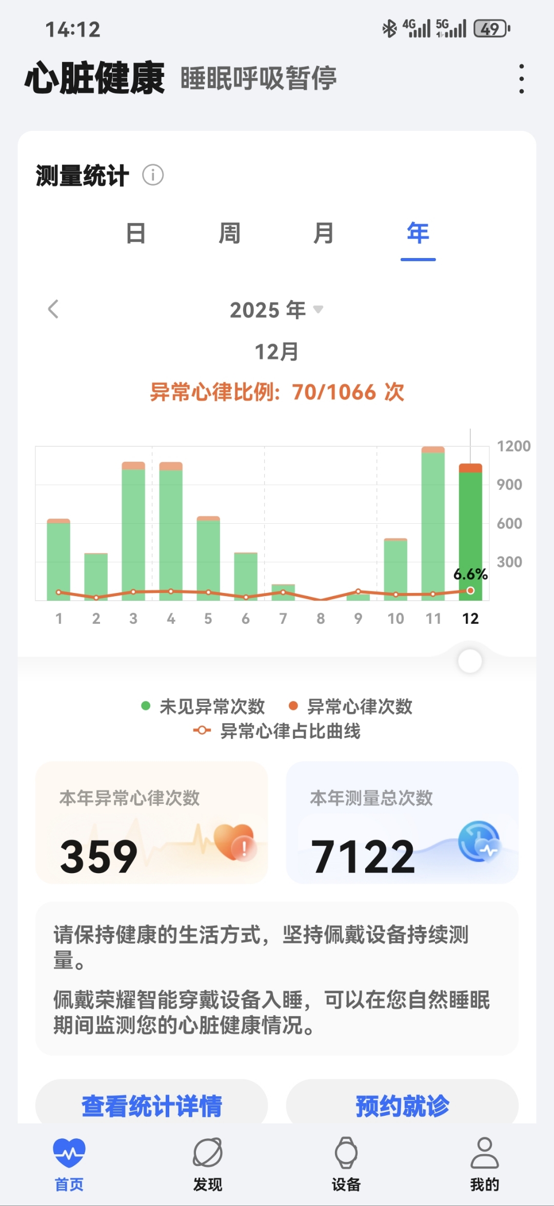 荣耀健康研究 安卓版 心脏健康监测界面截图