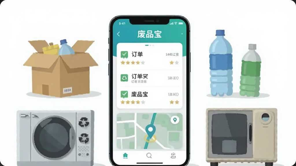 画面中央展示一部智能手机,屏幕上显示