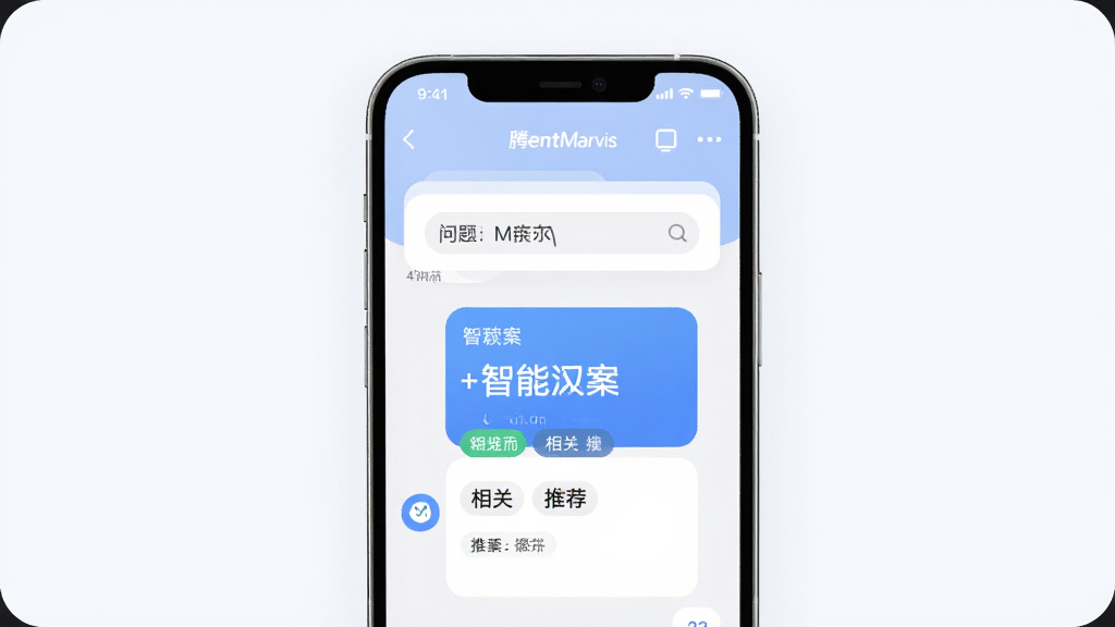 一张展示腾讯Marvis AI智能助手知识问答功能的界面图,主体为手机屏幕中显示问答对话,布局为居中卡片式,排版清晰,风格为柔和圆角设计,细节包括问题输入框、答案展示区、相关推荐标签,画质高清,干净,无多余元素