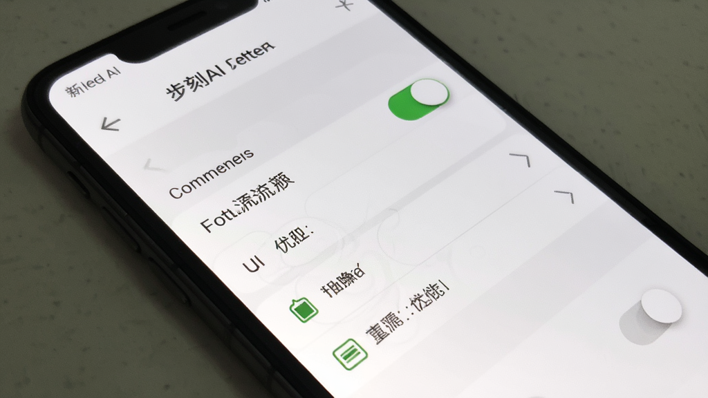 步刻AI 新手设置权限界面,手机屏幕显示权限开关与电池优化选项,背景为白色设置页面,风格简洁,细节清晰,画质干净,无多余元素