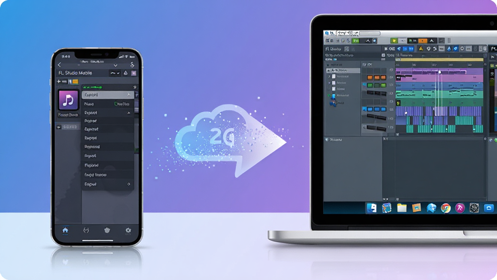 һ���ֻ���һ̨�ʼǱ����Բ��ŷ��������ϣ��ֻ���Ļ��ʾ������������վ(FL Studio Mobile)�ĵ����˵���������Ļ��ʾ�����FL Studio�Ĺ��̽��棬����֮����һ���������ͬ����ͷ���ӡ�����Ϊ���ҶԳƣ��ֻ�����������ң��м��ͷ���ӡ����Ϊ�ִ��Ƽ��廭��ɫ�������Ͻ���Ͱ�ɫ�߹�Ϊ����ϸ������Ļ������������ͷ�����ӹ�Ч������Ϊ����2K������ɾ����޶���Ԫ�ء�
