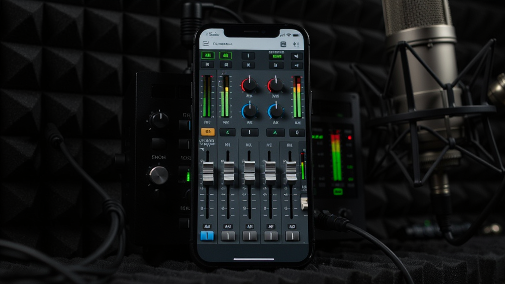������������վ(FL Studio Mobile)�Ļ���̨������д���ֻ���Ļ����ʾ���ͨ�����Ӻ���ť����ƽ��������ɫ�ͺ�ɫ��â���ֻ�������һ����ɫ�����ޱ���ǰ���Ա���һ֧������˷硣����Ϊ�ֻ����У���˷����Һ���Ϊ����Ԫ�ء����Ϊרҵ¼������Ӱ��񣬹��߰�����ͻ����Ļ���⡣ϸ���������ʸ���ʵ����ƽ����̬��ǿ������Ϊ����4K������ɾ����޶���Ԫ�ء�