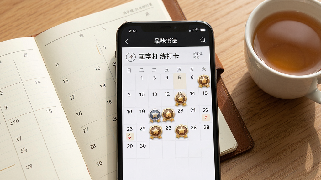 һ��չʾ�ֻ�Ӧ�ô򿨹��ܵ�ͼƬ������������һ���ֻ�������ʾ��Ʒζ�鷨��App�����ִ�ҳ�棬��Ļ�����������������������ͳɾͻ���ͼ�꣬�ֻ��Ա߷���һ���������ճ̱���һ���裬���ֲ���ƽ�ӽǶȣ������ܰ�ճ���ϸ����������������������н������󣬻��ʸ��壬�ɾ����޶���Ԫ�ء�